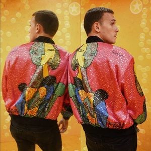 Vintage 1990’s Pink Silver Picasso Bomber Jacket
